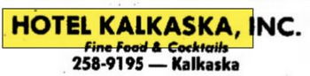 Hotel Kalkaska (Hotel Sieting) - June 1976 Ad